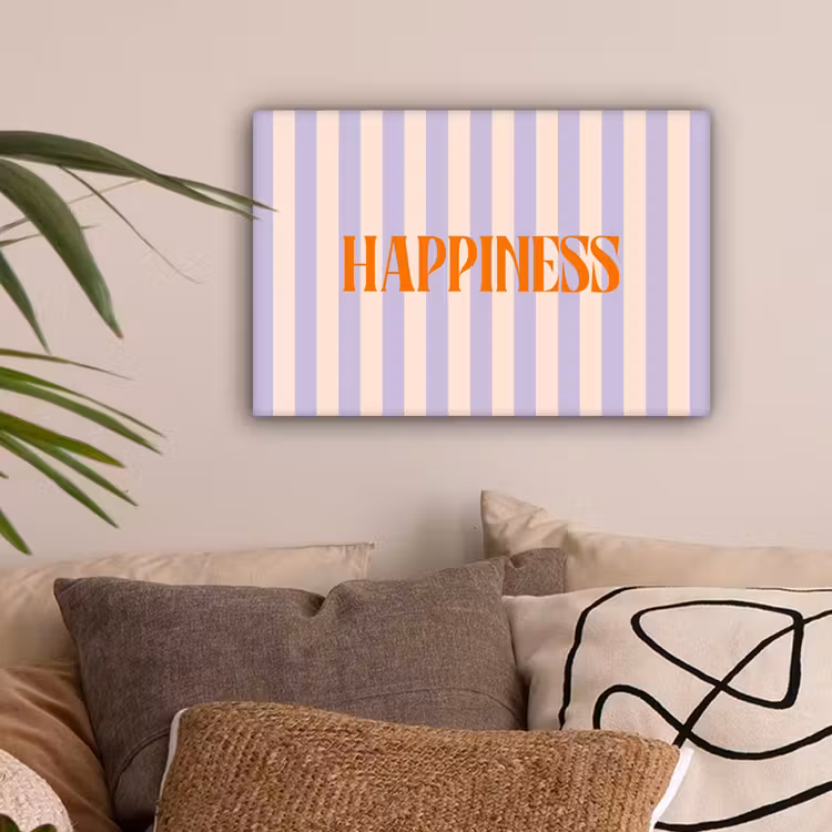 Lila - Oranje - Strepen - Happiness canvas 2cm klein -sfeer1