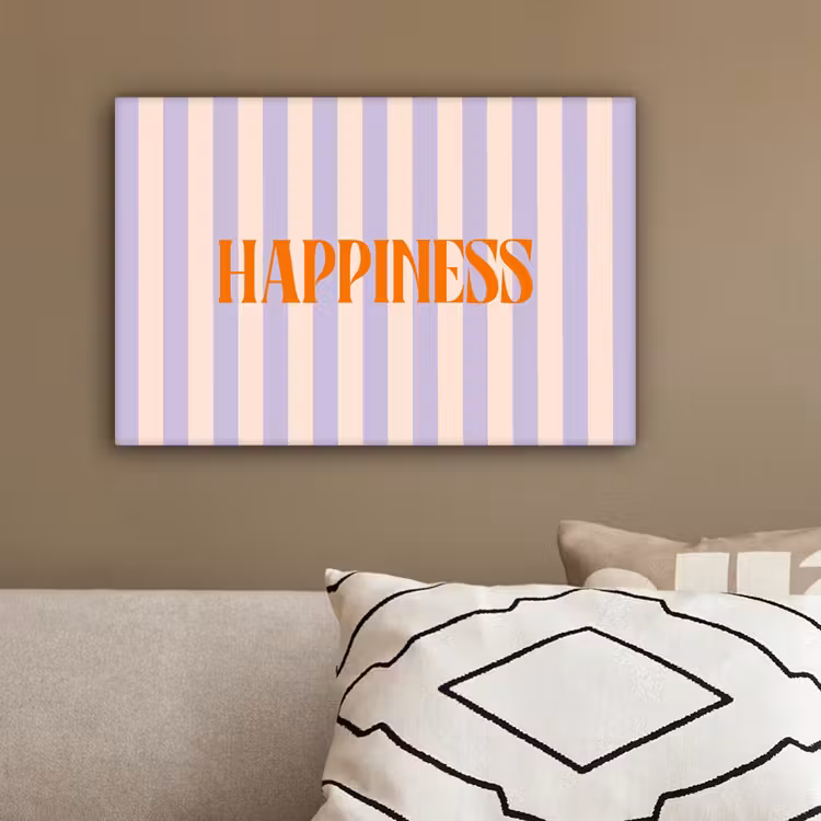 Lila - Oranje - Strepen - Happiness canvas 2cm klein -sfeer3