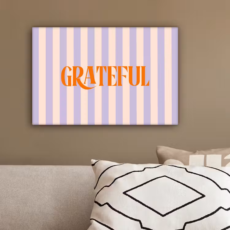 Lila - Oranje - Strepen - Grateful canvas 2cm klein -sfeer3