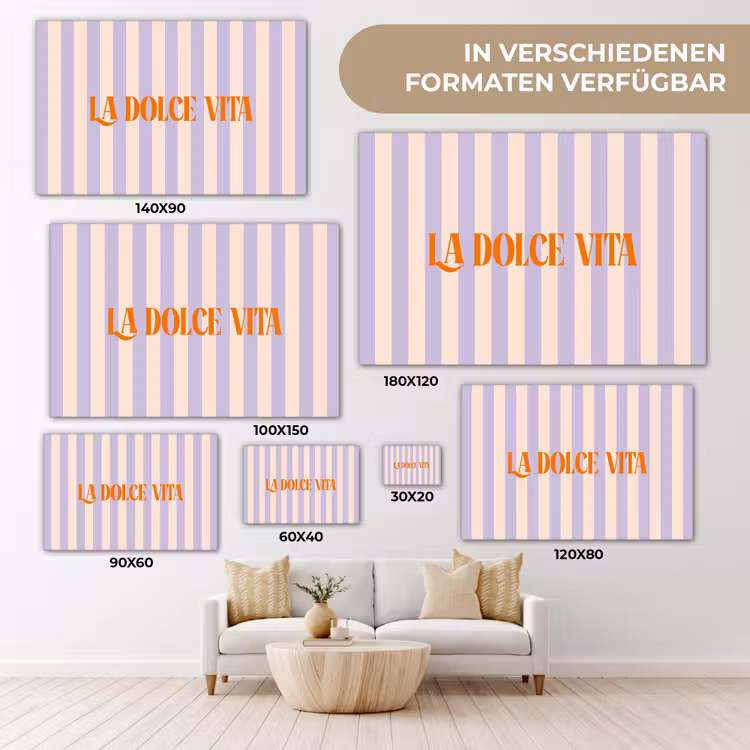 Lila - Oranje - Strepen - La Dolce Vita canvas 2cm klein -Xsfeer8_DE