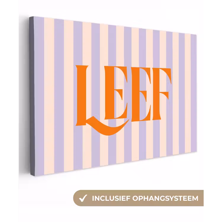 Lila - Oranje - Strepen - Leef canvas 2cm klein -3d