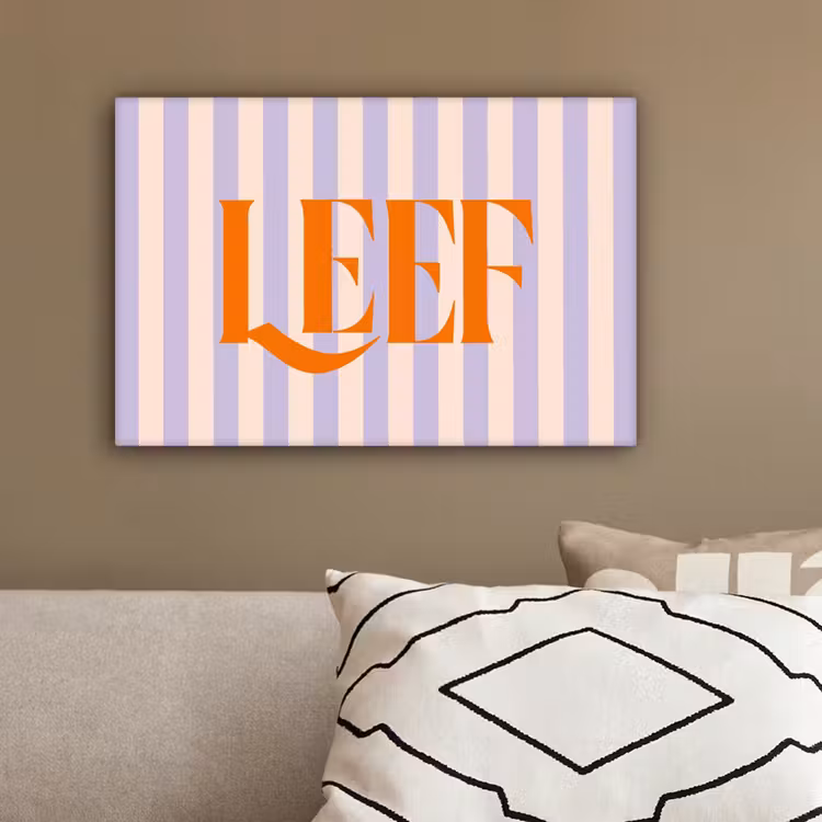 Lila - Oranje - Strepen - Leef canvas 2cm klein -sfeer3