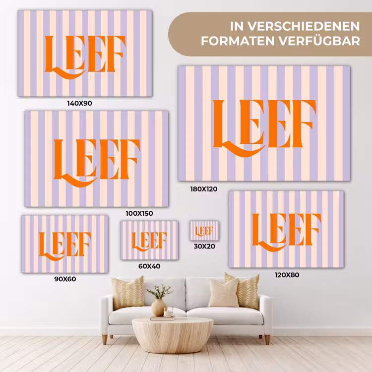 Lila - Oranje - Strepen - Leef canvas 2cm klein -Xsfeer8_DE