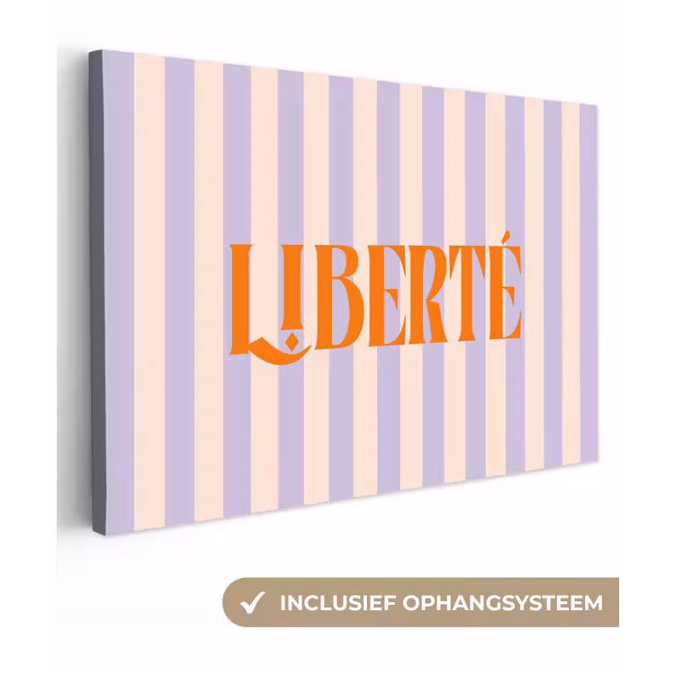 Lila - Oranje - Strepen - Liberté canvas 2cm klein -3d