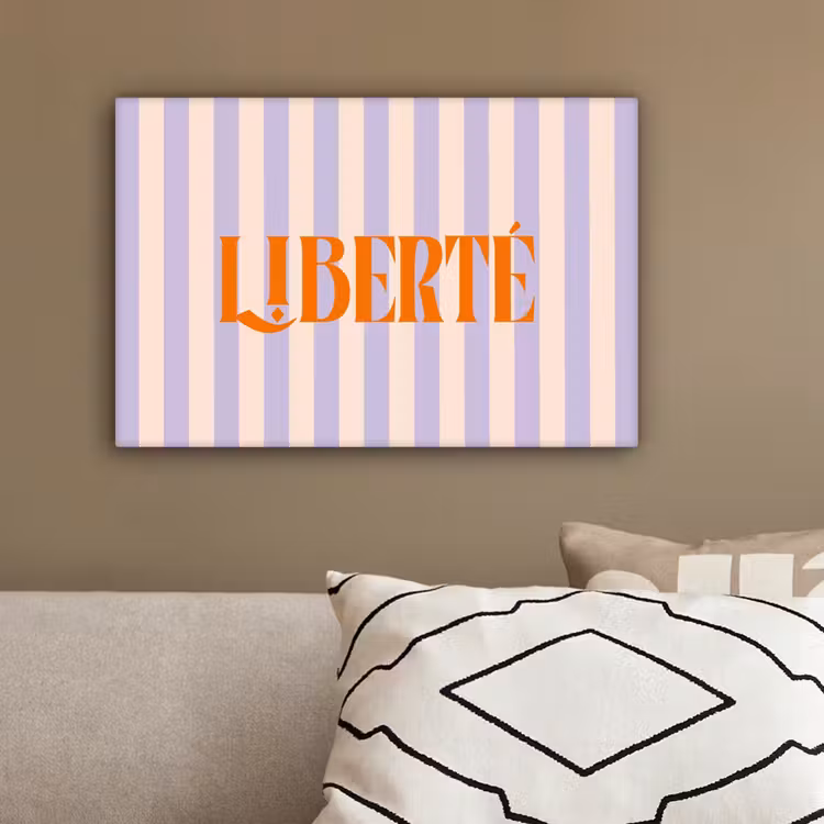 Lila - Oranje - Strepen - Liberté canvas 2cm klein -sfeer3