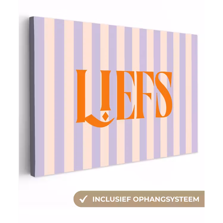 Lila - Oranje - Strepen - Liefs canvas 2cm klein -3d