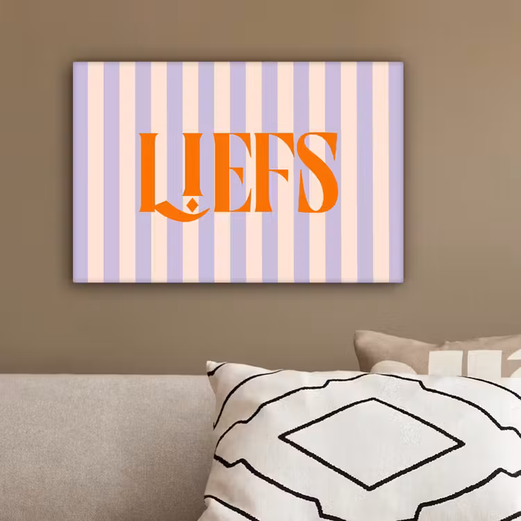Lila - Oranje - Strepen - Liefs canvas 2cm klein -sfeer3
