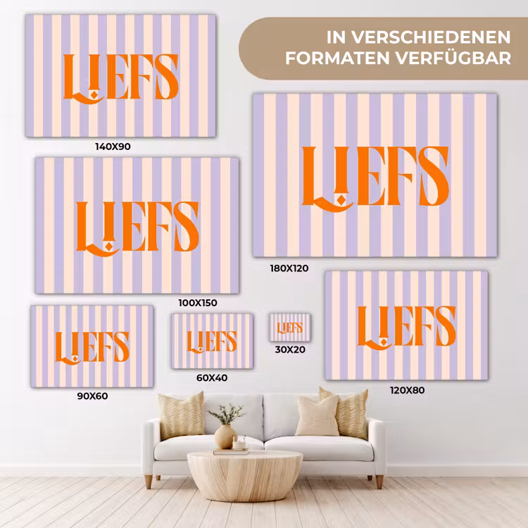 Lila - Oranje - Strepen - Liefs canvas 2cm klein -Xsfeer8_DE