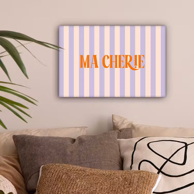 Lila - Oranje - Strepen - Ma Cherie canvas 2cm klein -sfeer1