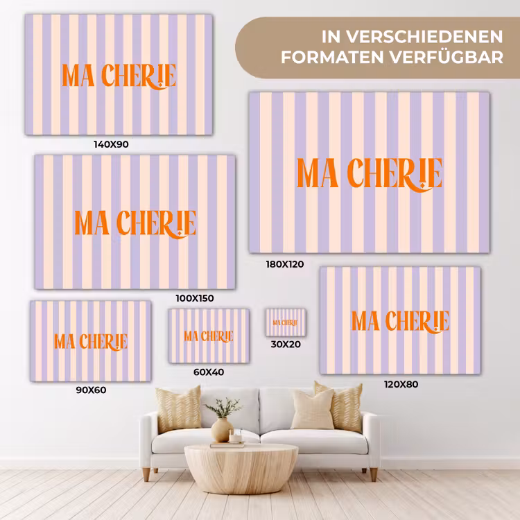 Lila - Oranje - Strepen - Ma Cherie canvas 2cm klein -Xsfeer8_DE