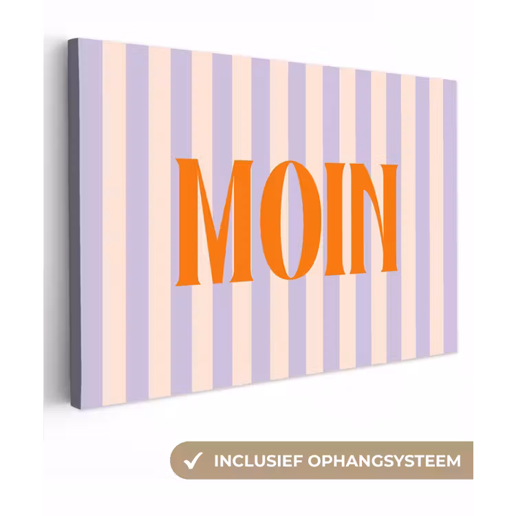 Lila - Oranje - Strepen - Moin canvas 2cm klein -3d