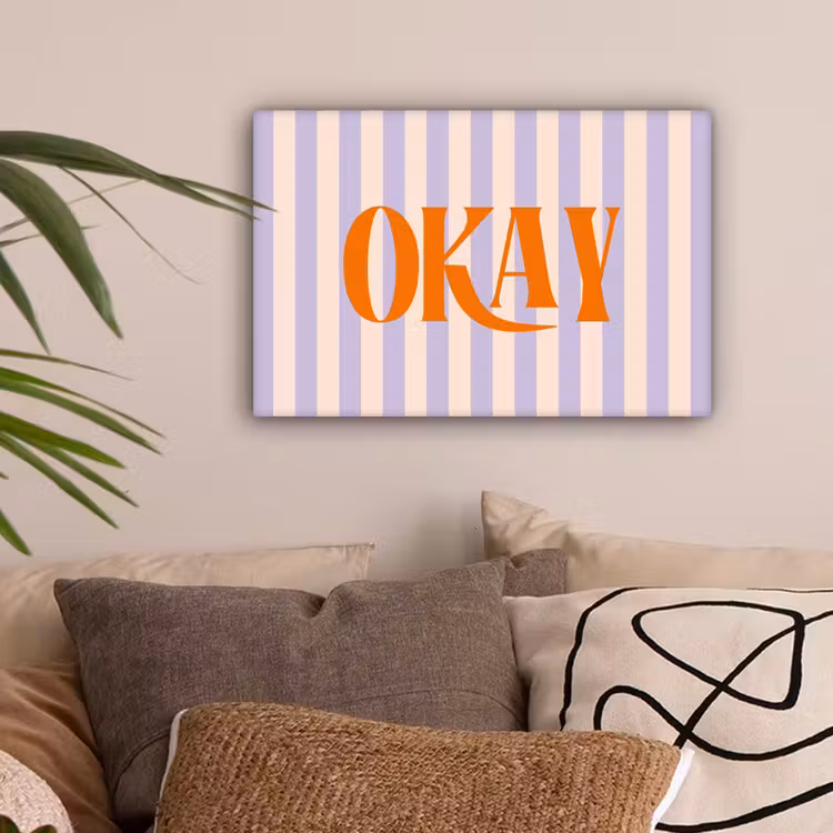 Lila - Oranje - Strepen - Okay canvas 2cm klein -sfeer1