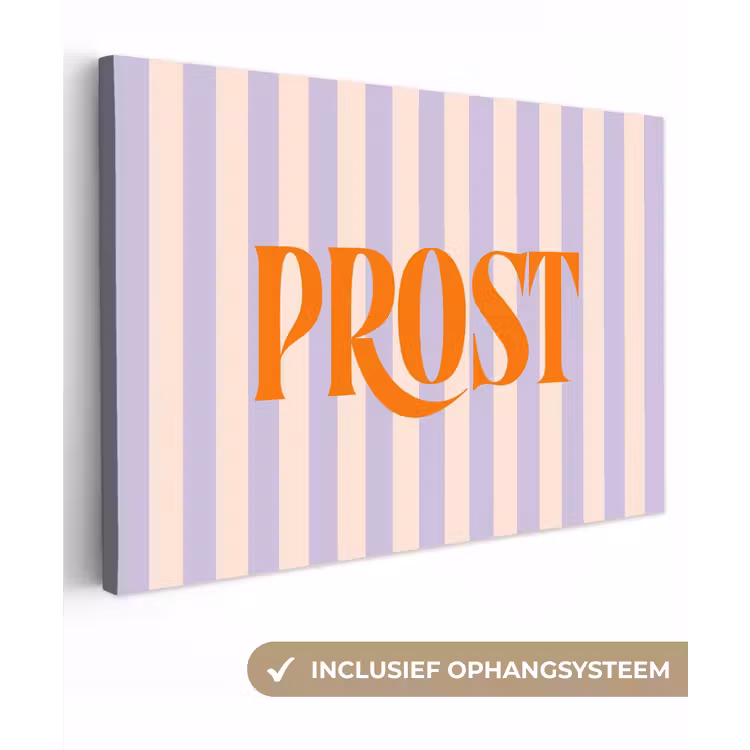 Lila - Oranje - Strepen - Prost canvas 2cm klein -3d