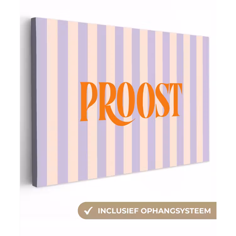 Lila - Oranje - Strepen - Proost canvas 2cm klein -3d