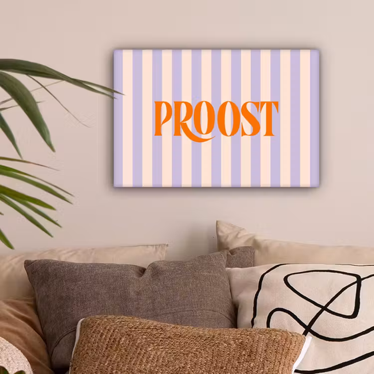Lila - Oranje - Strepen - Proost canvas 2cm klein -sfeer1