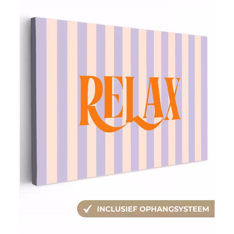 Lila - Oranje - Strepen - Relax canvas 2cm klein -3d
