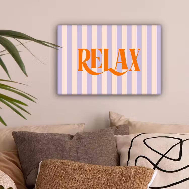 Lila - Oranje - Strepen - Relax canvas 2cm klein -sfeer1