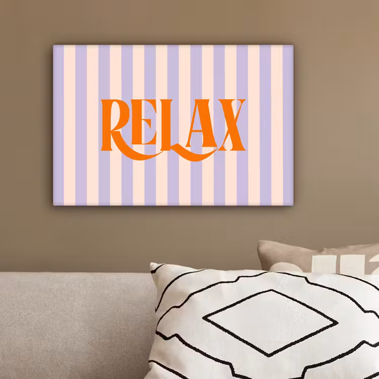 Lila - Oranje - Strepen - Relax canvas 2cm klein -sfeer3