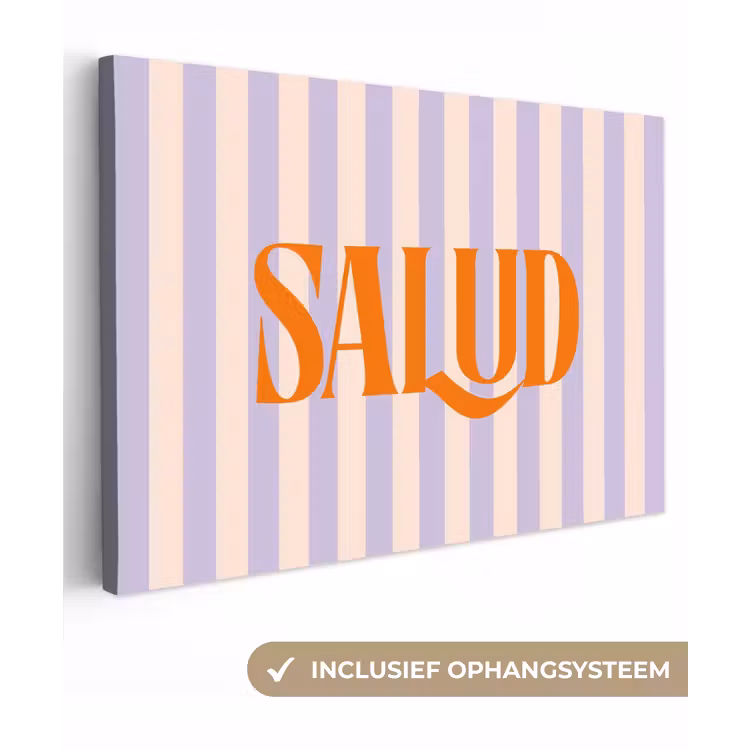 Lila - Oranje - Strepen - Salud canvas 2cm klein -3d