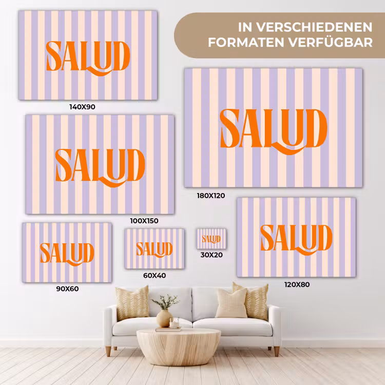 Lila - Oranje - Strepen - Salud canvas 2cm klein -Xsfeer8_DE