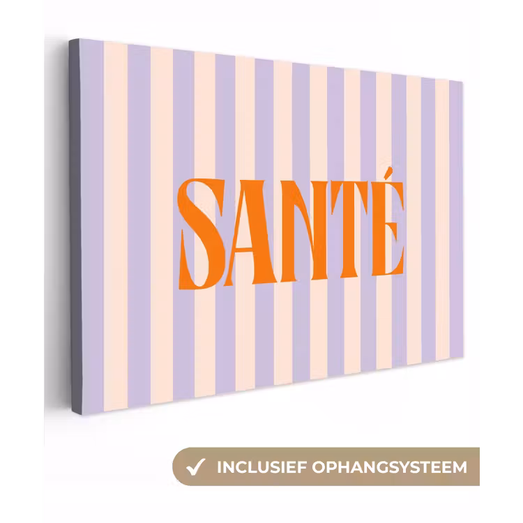 Lila - Oranje - Strepen - Santé canvas 2cm klein -3d