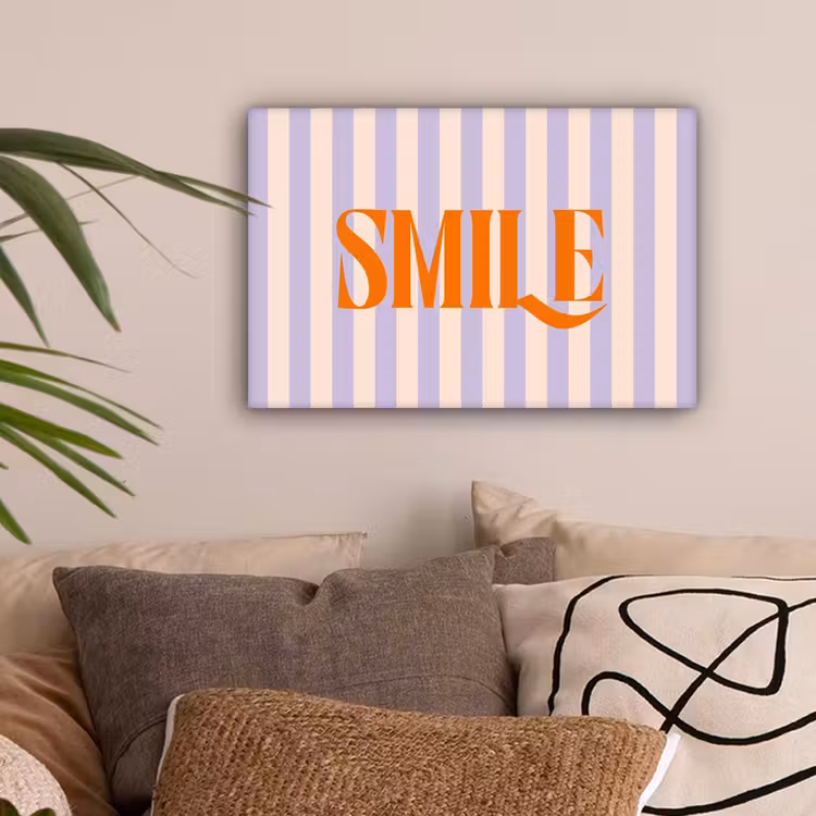 Lila - Oranje - Strepen - Smile canvas 2cm klein -sfeer1