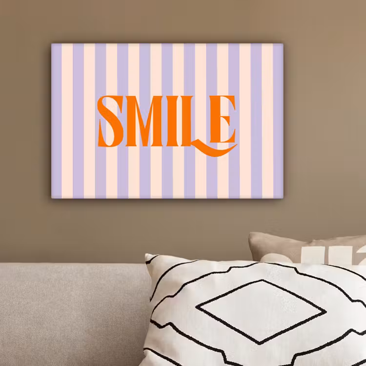 Lila - Oranje - Strepen - Smile canvas 2cm klein -sfeer3