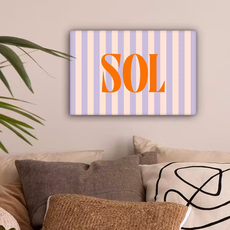 Lila - Oranje - Strepen - Sol canvas 2cm klein -sfeer1