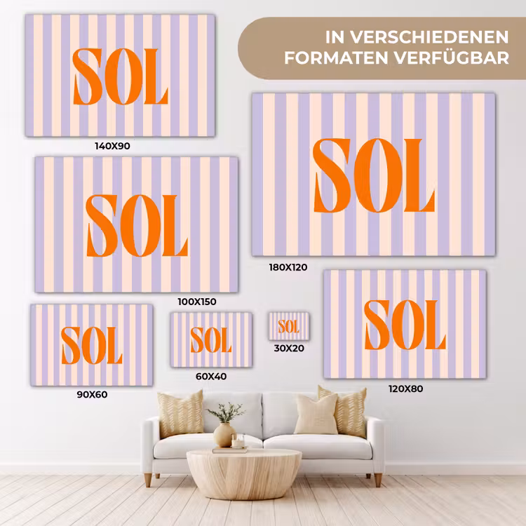 Lila - Oranje - Strepen - Sol canvas 2cm klein -Xsfeer8_DE