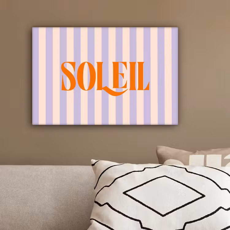 Lila - Oranje - Strepen - Soleil canvas 2cm klein -sfeer3