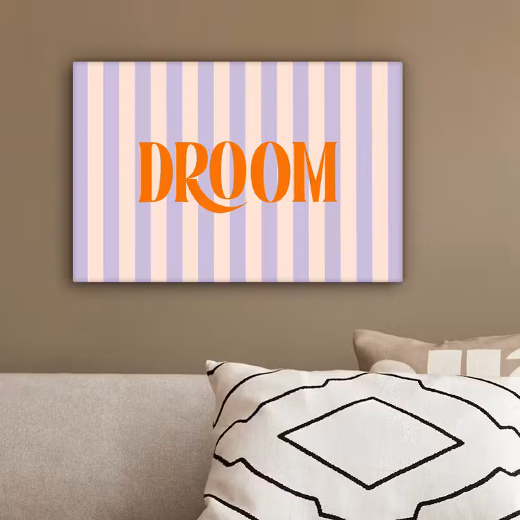 Lila - Oranje - Strepen - Droom canvas 2cm klein -sfeer3