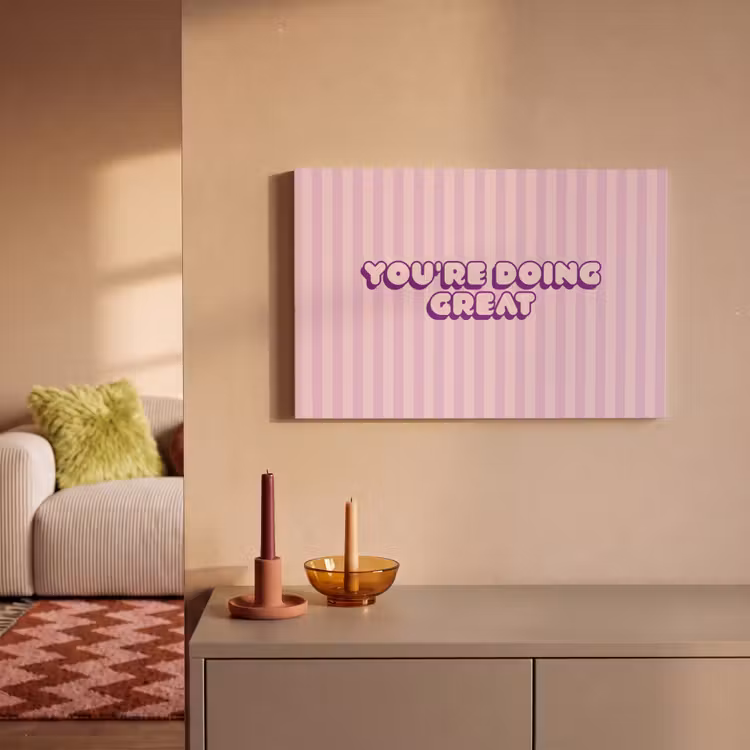 Paars - Strepen - You're doing great - Schaduw canvas 2cm klein -sfeer1