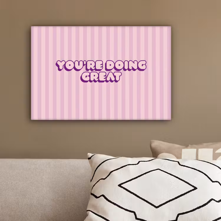 Paars - Strepen - You're doing great - Schaduw canvas 2cm klein -sfeer6