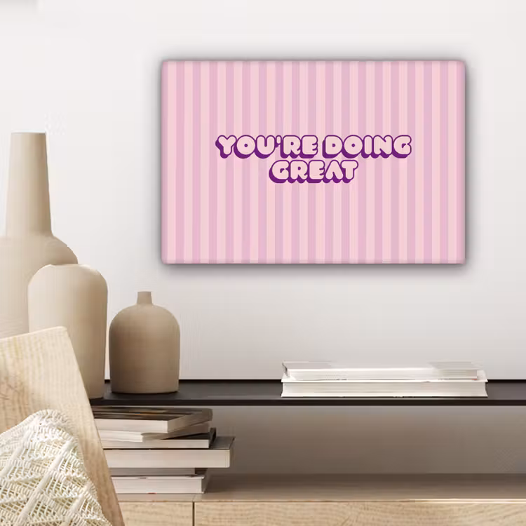 Paars - Strepen - You're doing great - Schaduw canvas 2cm klein -closeup_print_DE