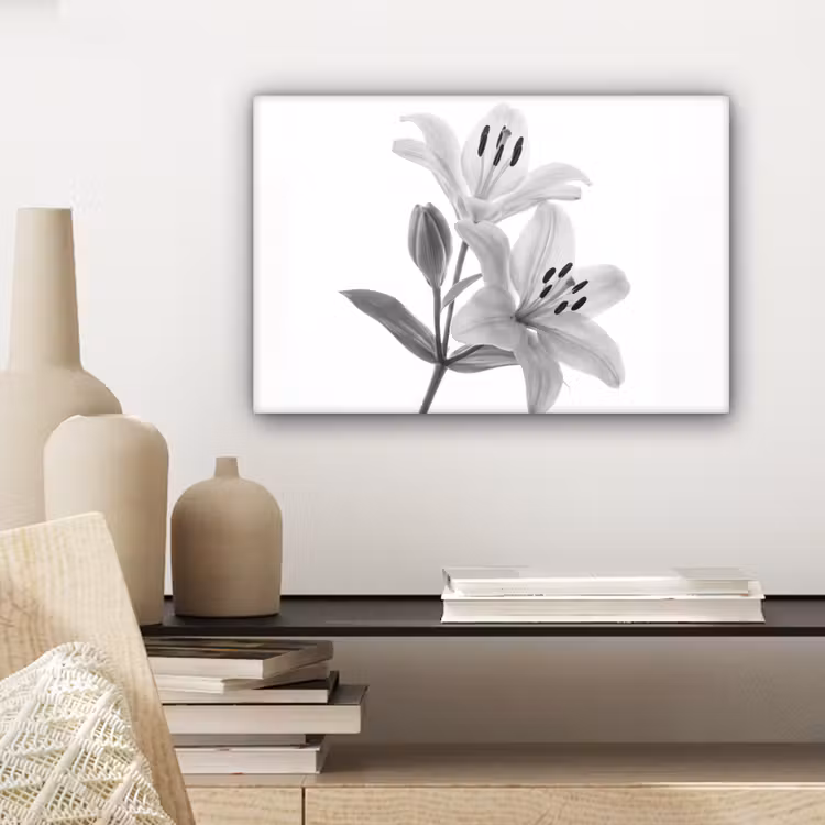 Lelies - Elegant - Zwart - Wit canvas 2cm klein -sfeer6