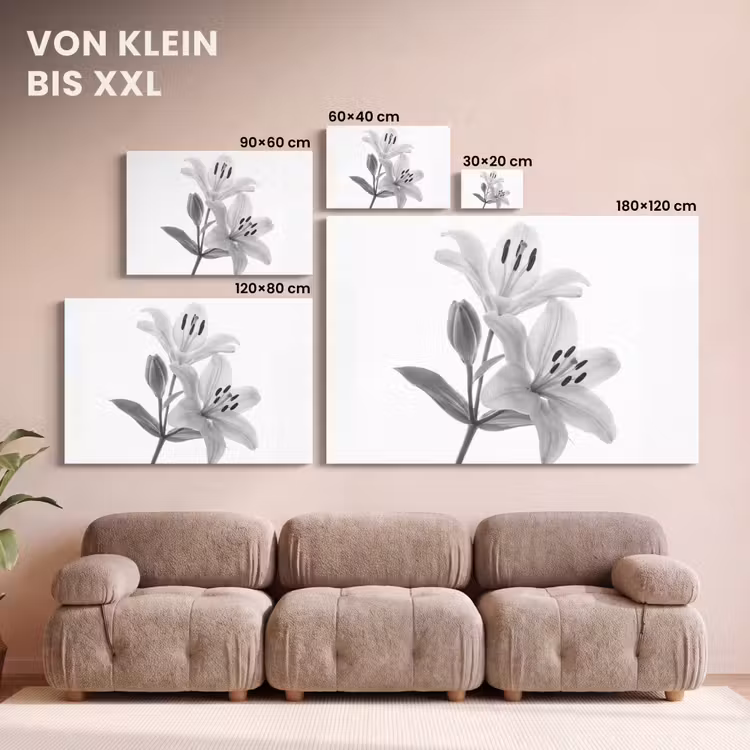 Lelies - Elegant - Zwart - Wit canvas 2cm klein -Xsfeer8_DE
