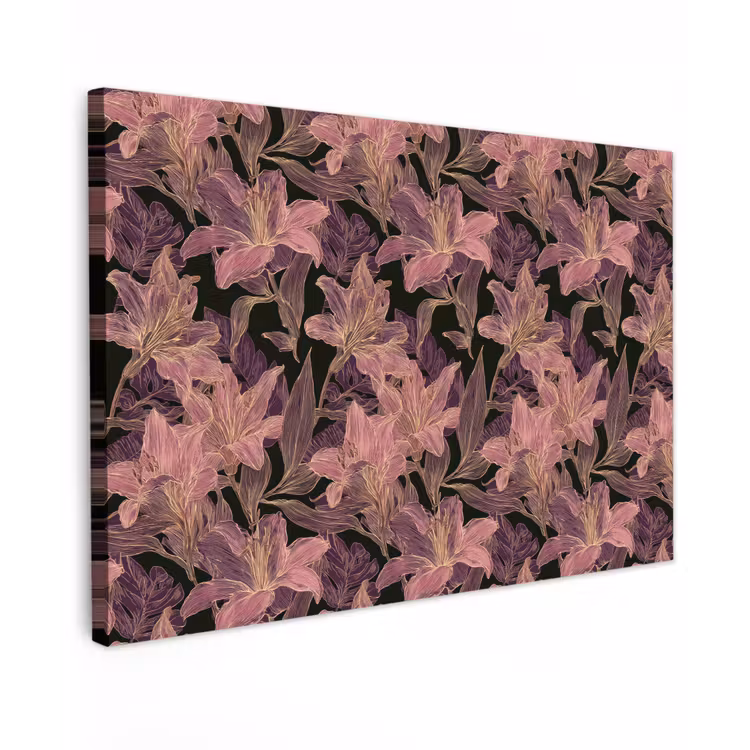 Lelies - Patroon - Paars - Goud canvas 2cm klein 34 -z3d