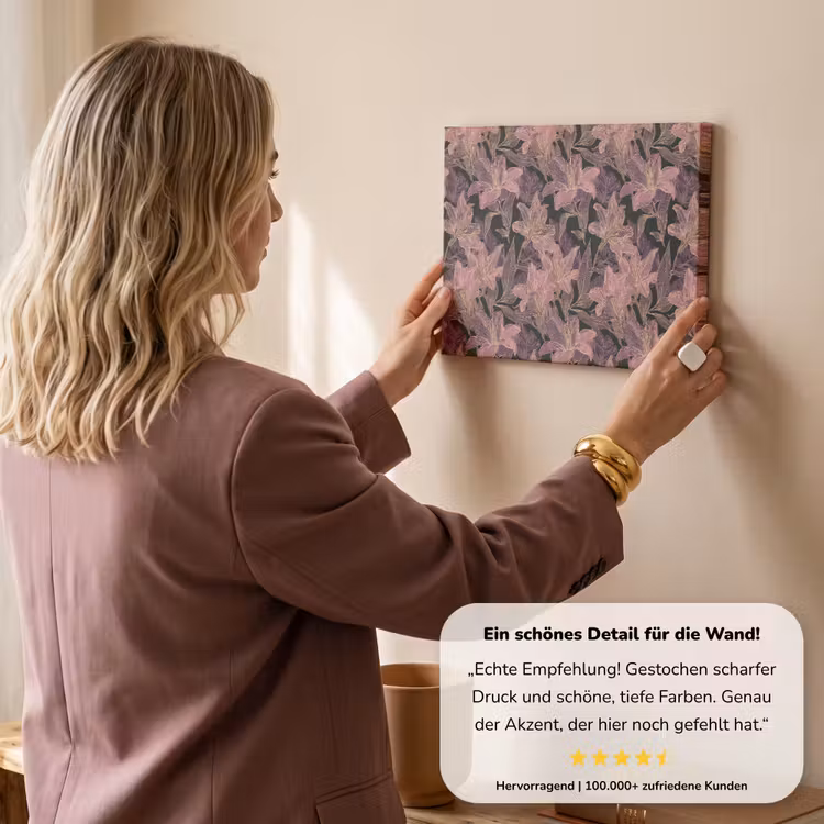 Lelies - Patroon - Paars - Goud canvas 2cm klein 34 -sfeer3