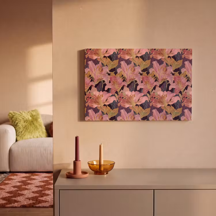 Lelies - Patroon - Roze - Goud canvas 2cm klein 34 -sfeer1
