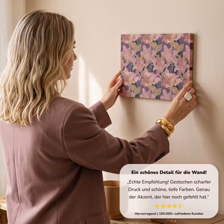 Lelies - Patroon - Roze - Goud canvas 2cm klein 34 -sfeer3