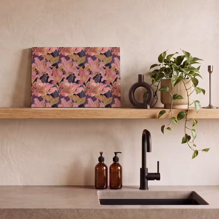 Lelies - Patroon - Roze - Goud canvas 2cm klein 34 -sfeer6