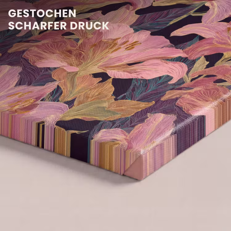 Lelies - Patroon - Roze - Goud canvas 2cm klein 34 -uniquesellingpoint_afwerking-onlywow_DE