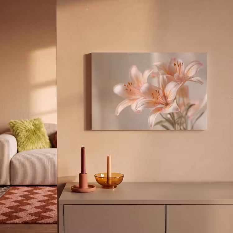 Lelies - Meeldraden - Roze - Wazig canvas 2cm klein -sfeer1