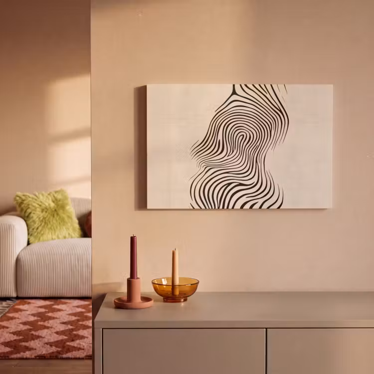 Lijnen - Abstract - Golvend - Zwart canvas 2cm klein -sfeer1