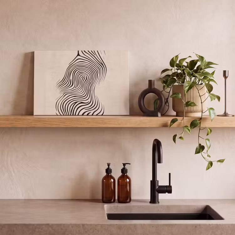 Lijnen - Abstract - Golvend - Zwart canvas 2cm klein -sfeer3