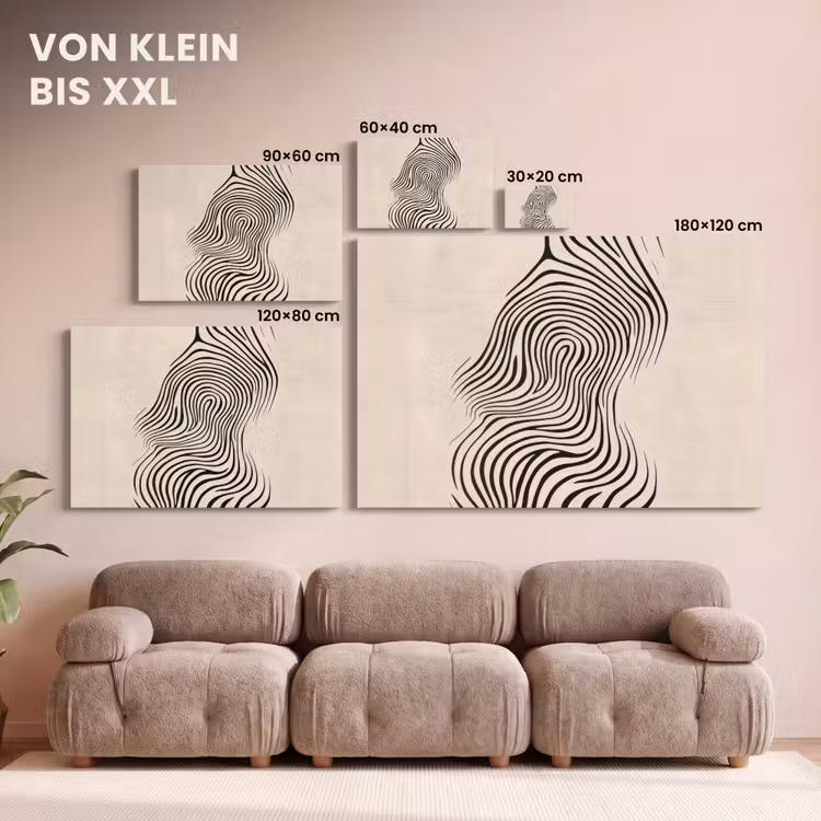 Lijnen - Abstract - Golvend - Zwart canvas 2cm klein -Xsfeer8_DE
