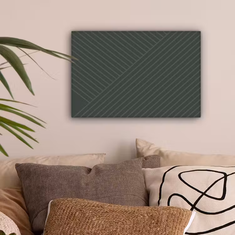 Lijnen - Abstract - Groen - Minimalistisch canvas 2cm klein -sfeer1