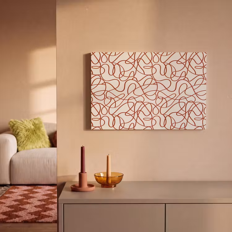 Lijnen - Abstract - Rood - Beige canvas 2cm klein 34 -sfeer1