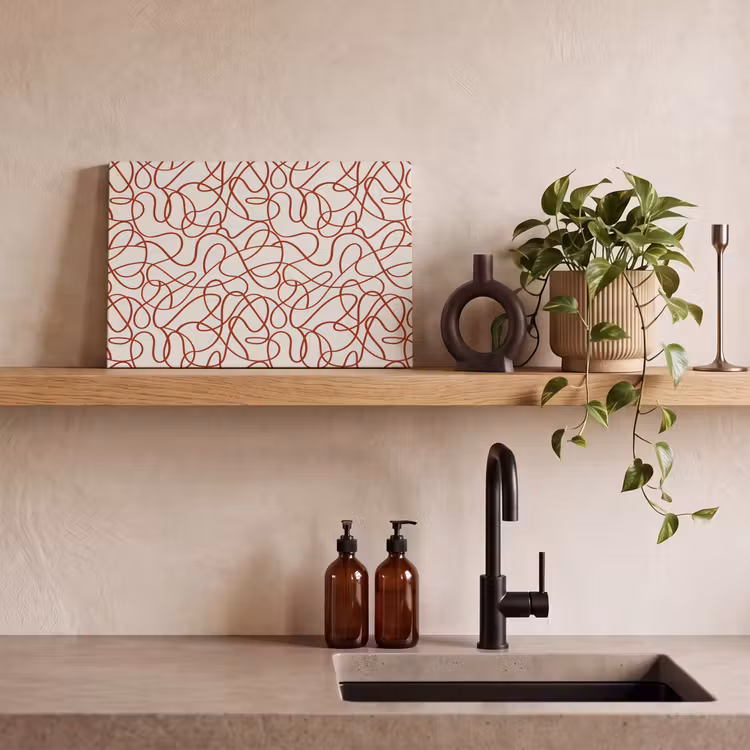 Lijnen - Abstract - Rood - Beige canvas 2cm klein 34 -sfeer3