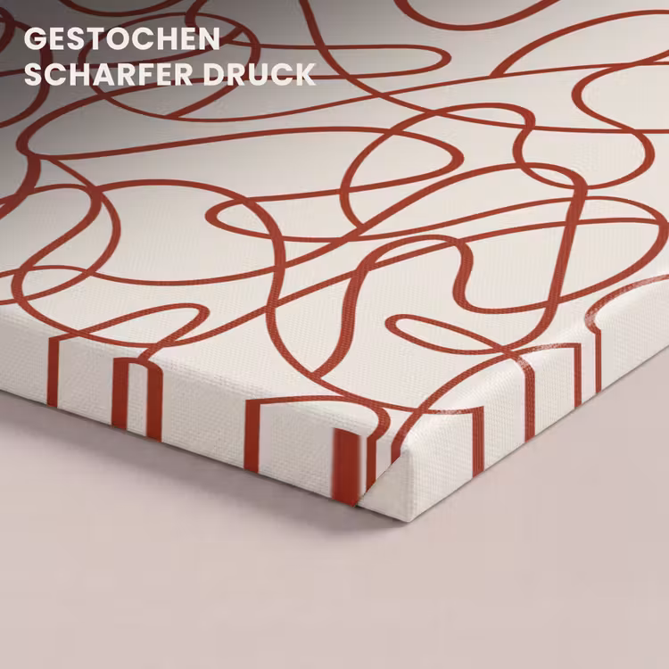 Lijnen - Abstract - Rood - Beige canvas 2cm klein 34 -closeup_print_DE
